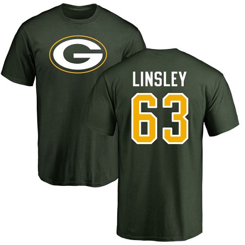 Men Green Bay Packers Green #63 Linsley Corey Name And Number Logo Nike NFL T Shirt->nfl t-shirts->Sports Accessory